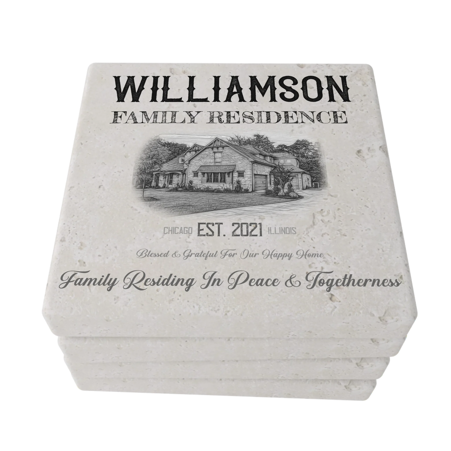 4x4 Natural Stone Coaster Set